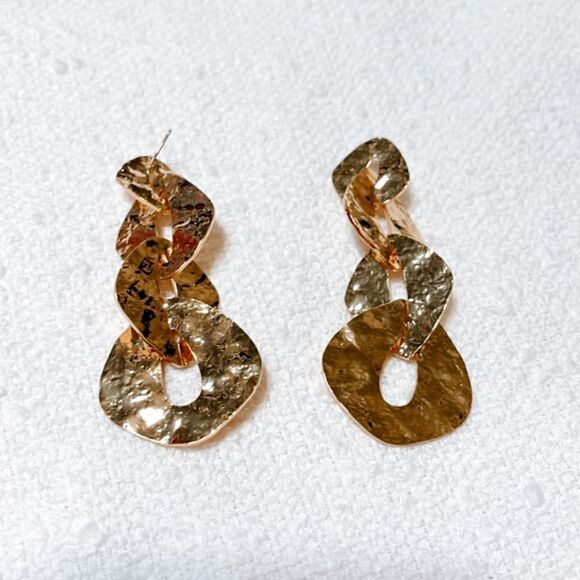 Gold chain drop earrings M201 - Picture 4 of 5